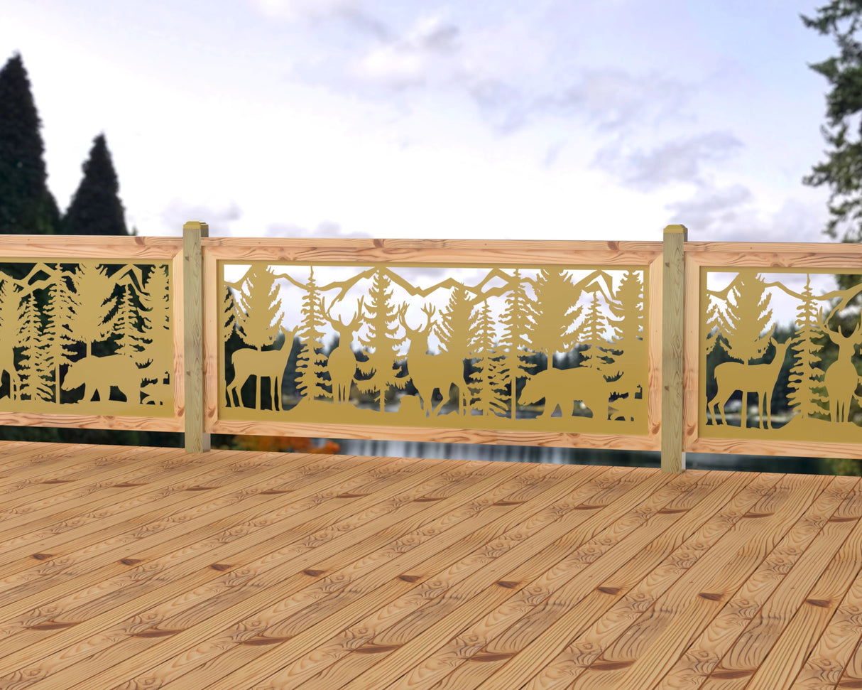 80"x30" - Deer and Bear Wildlife Landscape Fence/Gate Panel Insert