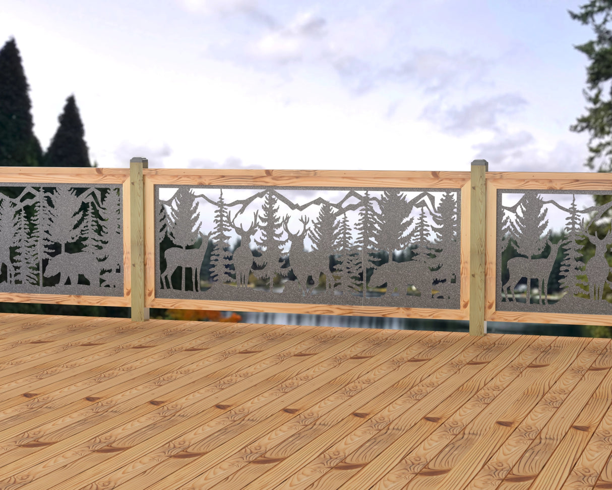 80"x30" - Deer and Bear Wildlife Landscape Fence/Gate Panel Insert