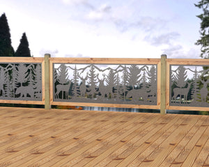 80"x30" - Deer and Bear Wildlife Landscape Fence/Gate Panel Insert