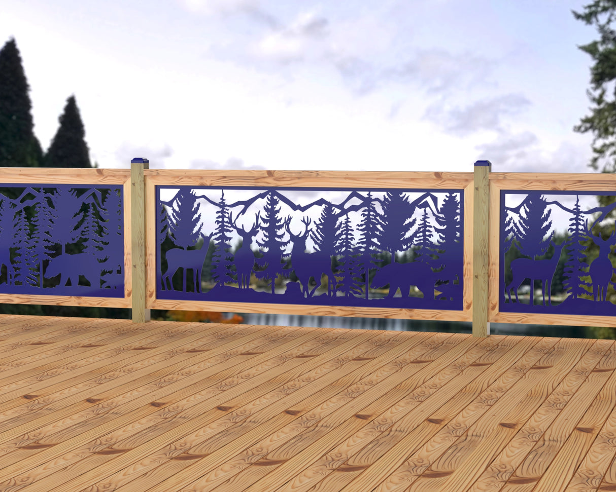80"x30" - Deer and Bear Wildlife Landscape Fence/Gate Panel Insert