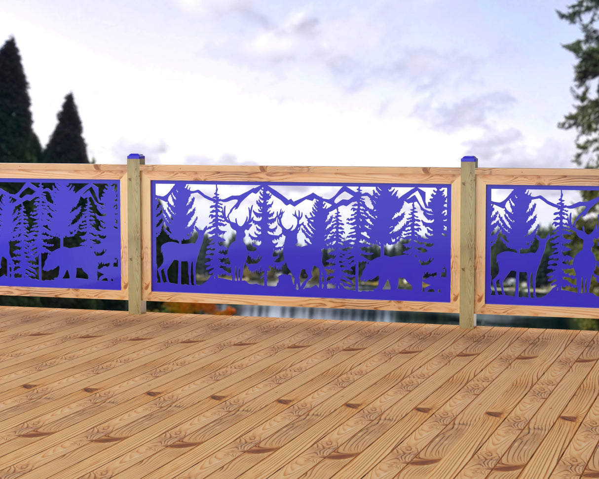 80"x30" - Deer and Bear Wildlife Landscape Fence/Gate Panel Insert