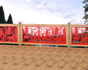 80"x30" - Deer and Bear Wildlife Landscape Fence/Gate Panel Insert