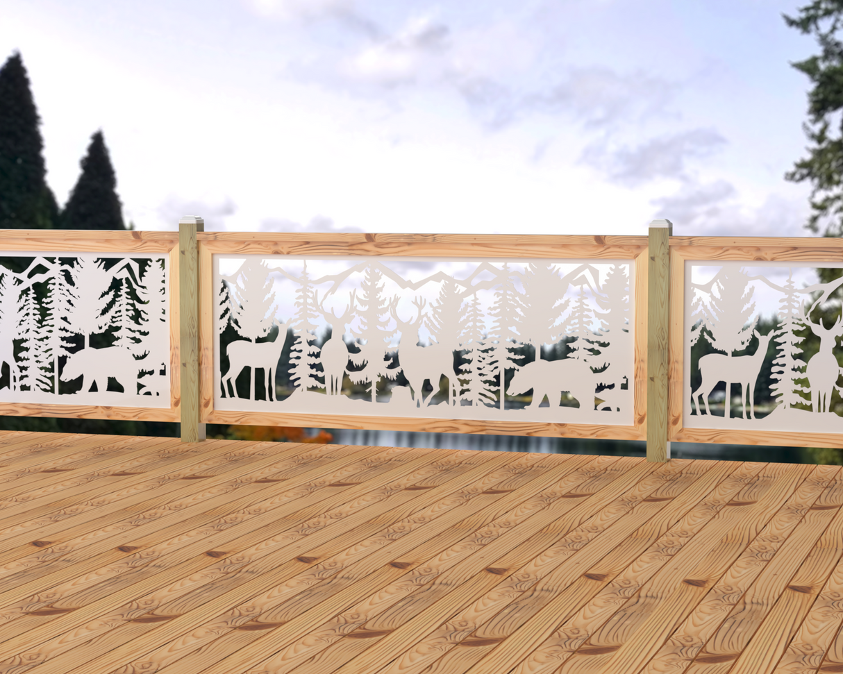 80"x30" - Deer and Bear Wildlife Landscape Fence/Gate Panel Insert - Madison Iron and Wood