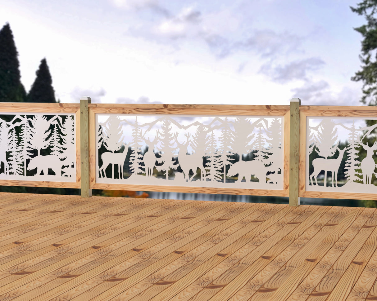 80"x30" - Deer and Bear Wildlife Landscape Fence/Gate Panel Insert
