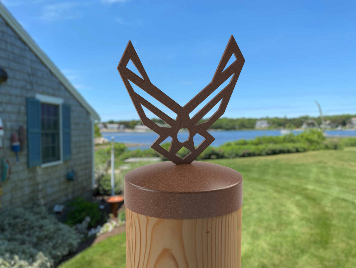 Airforce Logo, Round Post Cap (4x4 Round Post Size) - Madison Iron and Wood