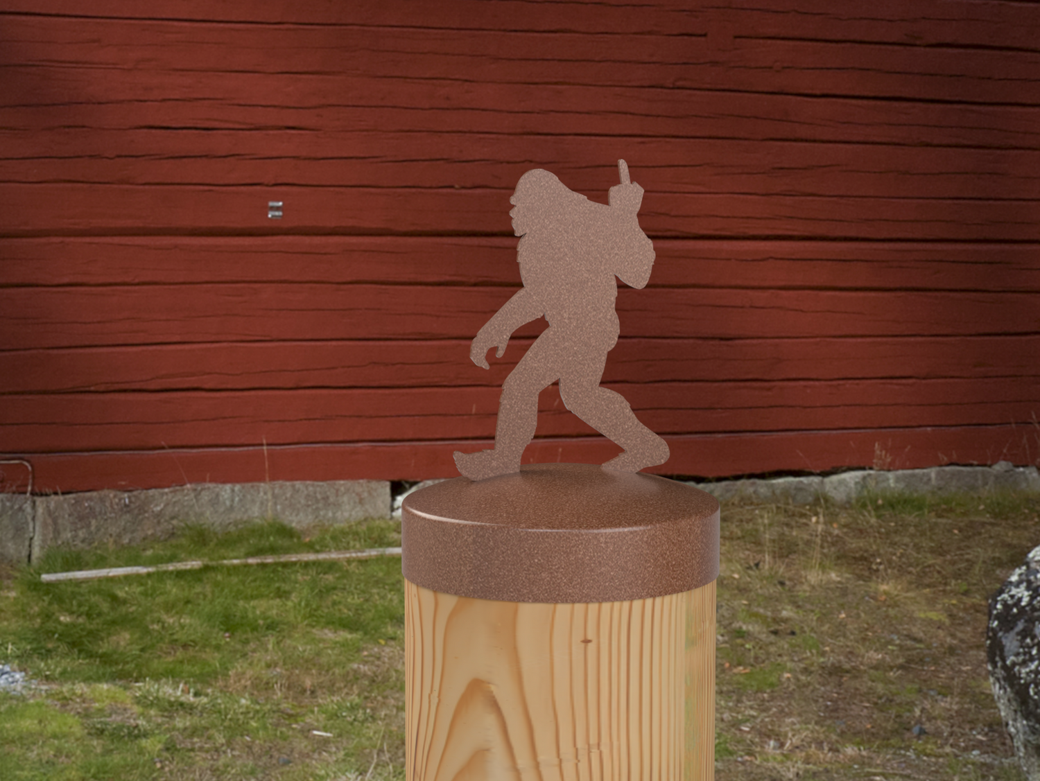 Bigfoot Middle Finger, Round Post Cap (4x4 Round Post Size) - Madison Iron and Wood