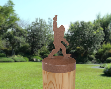 Bigfoot Peace Sign, Round Post Cap (4x4 Round Post Size) - Madison Iron and Wood