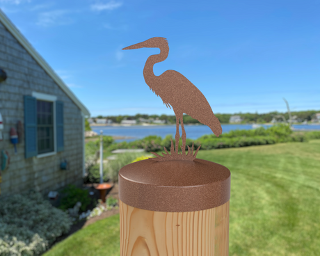 Blue Heron, Round Post Cap (4x4 Round Post Size) - Madison Iron and Wood