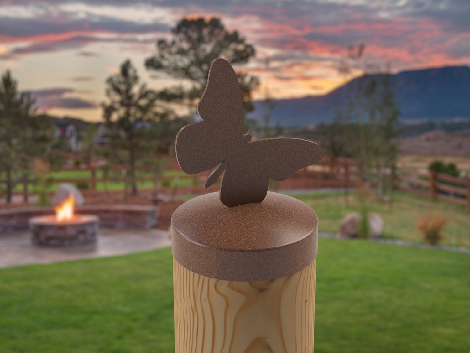 Butterfly, Round Post Cap (4x4 Round Post Size) - Madison Iron and Wood