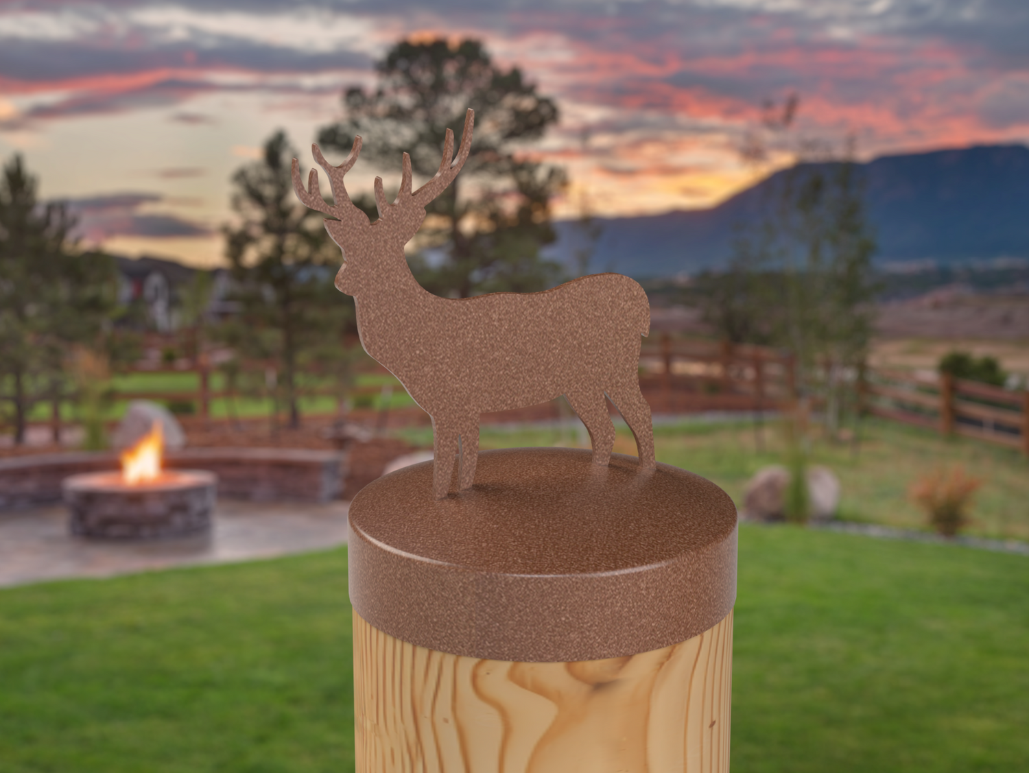 Deer, Round Post Cap (4x4 Round Post Size) - Madison Iron and Wood