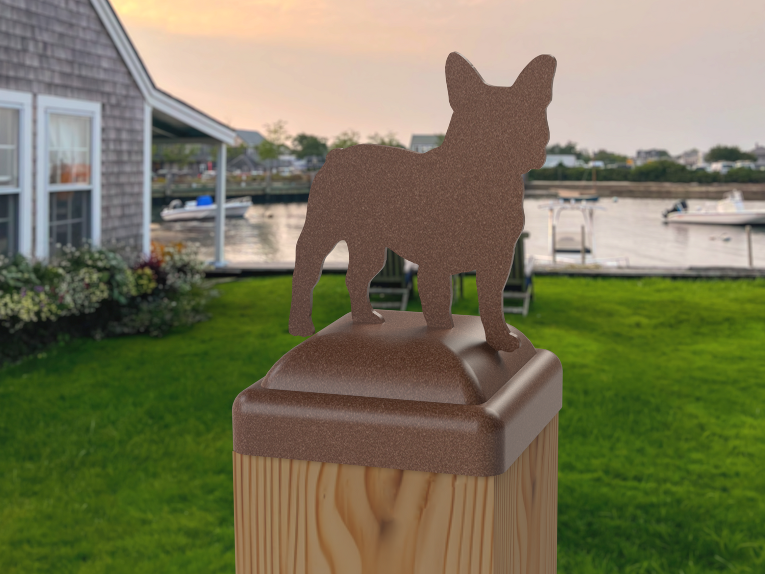 4x4 French Bulldog Post Cap (Fits 3.5 x 3.5 Post Size) - Madison Iron and Wood