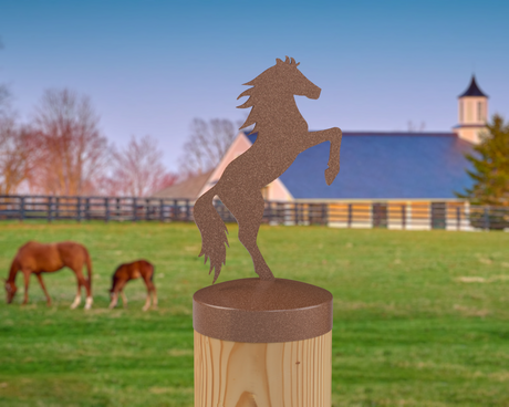 Horse Rearing, Round Post Cap (4x4 Round Post Size) - Madison Iron and Wood