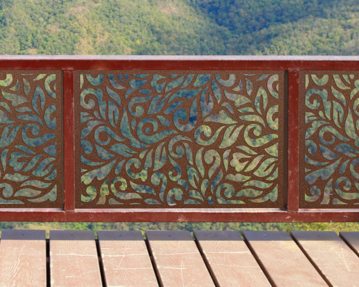 80"x30" - Flowing Leaves Fence/Gate Panel Insert - Madison Iron and Wood