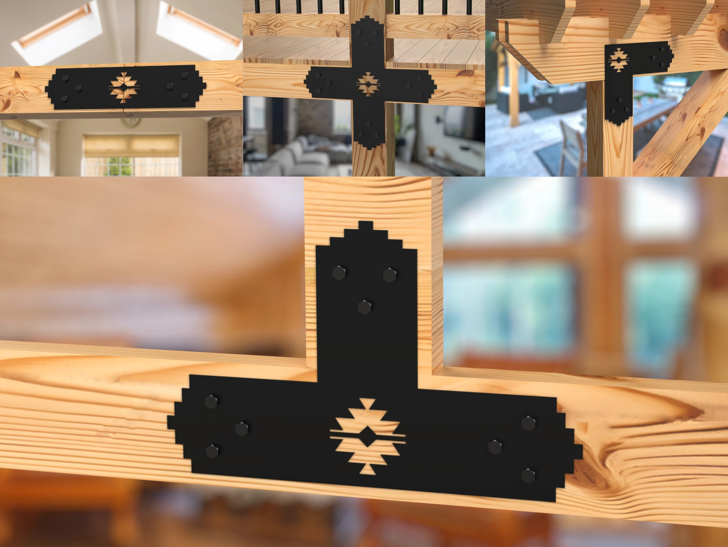 Aztec Style Brackets for 6" Post - Madison Iron and Wood