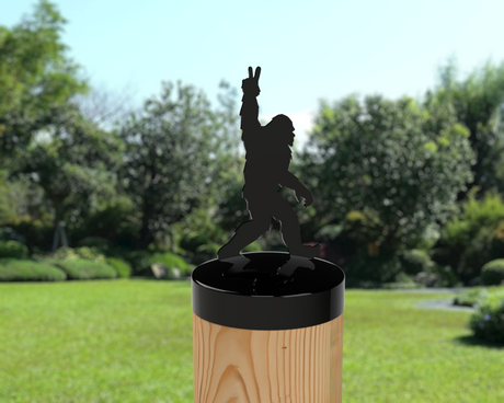 Bigfoot Peace Sign, Round Post Cap (4x4 Round Post Size) - Madison Iron and Wood