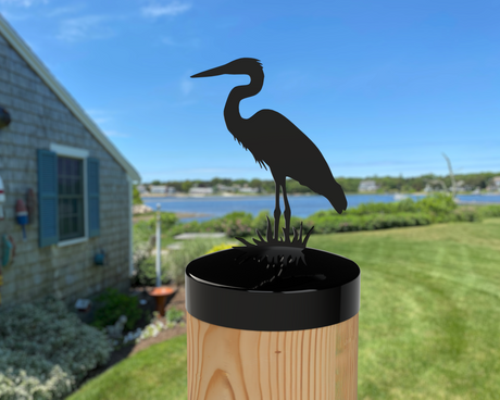 Blue Heron, Round Post Cap (4x4 Round Post Size) - Madison Iron and Wood