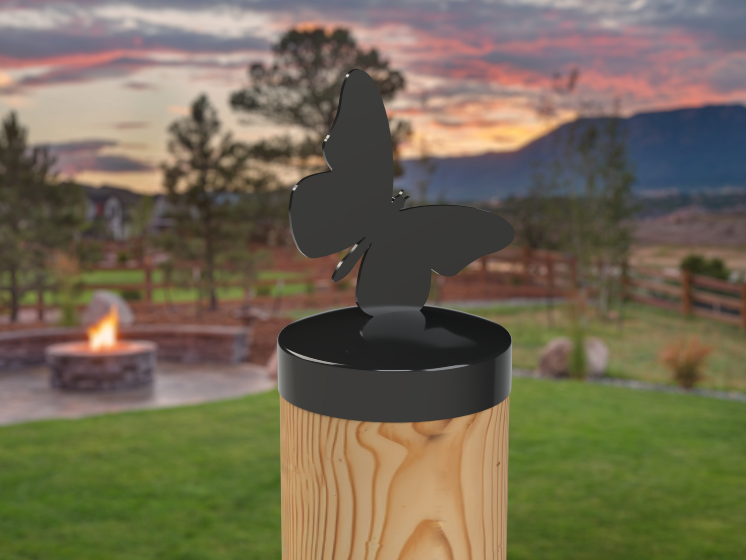 Butterfly, Round Post Cap (4x4 Round Post Size) - Madison Iron and Wood