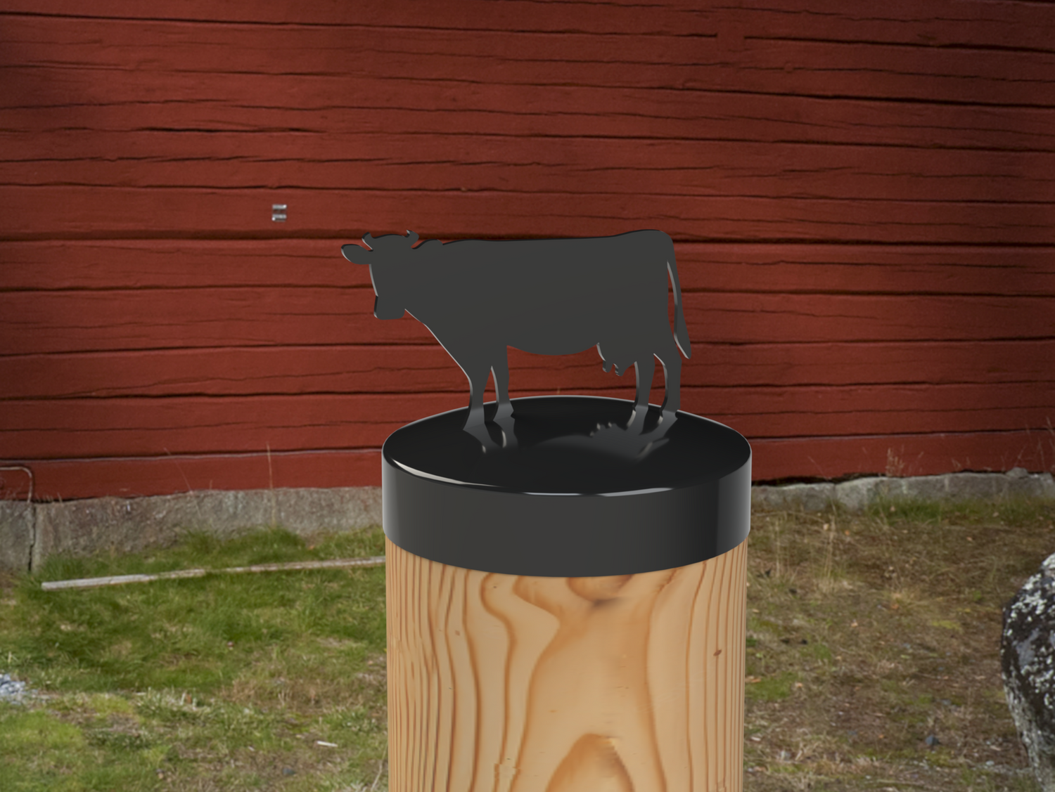 Cow, Round Post Cap (4x4 Round Post Size) - Madison Iron and Wood