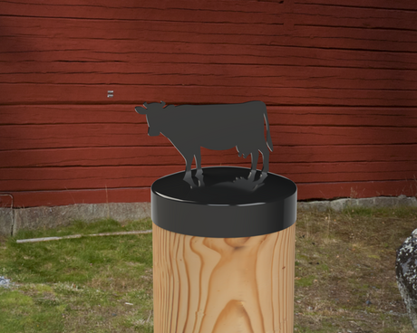 Cow, Round Post Cap (4x4 Round Post Size) - Madison Iron and Wood