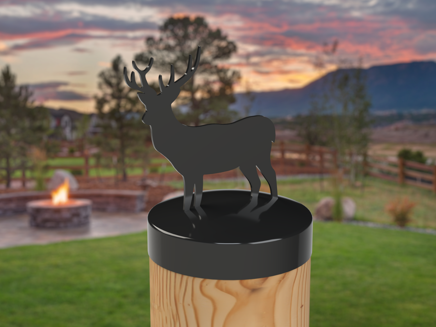 Deer, Round Post Cap (4x4 Round Post Size) - Madison Iron and Wood