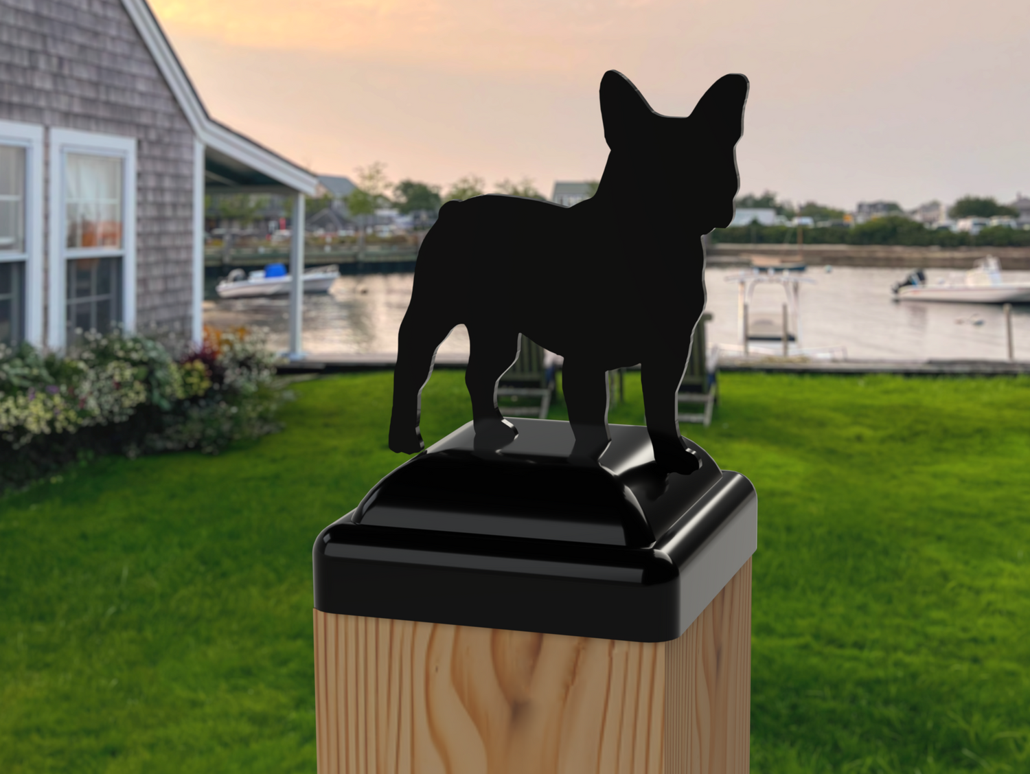 4x4 French Bulldog Post Cap (Fits 3.5 x 3.5 Post Size) - Madison Iron and Wood