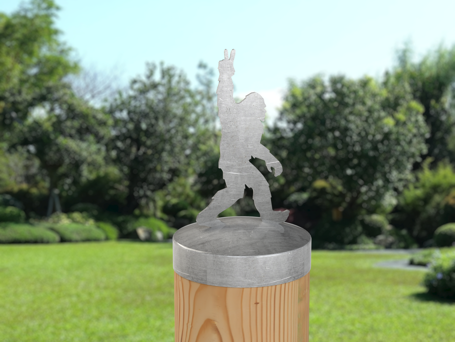 Bigfoot Peace Sign, Round Post Cap (4x4 Round Post Size) - Madison Iron and Wood