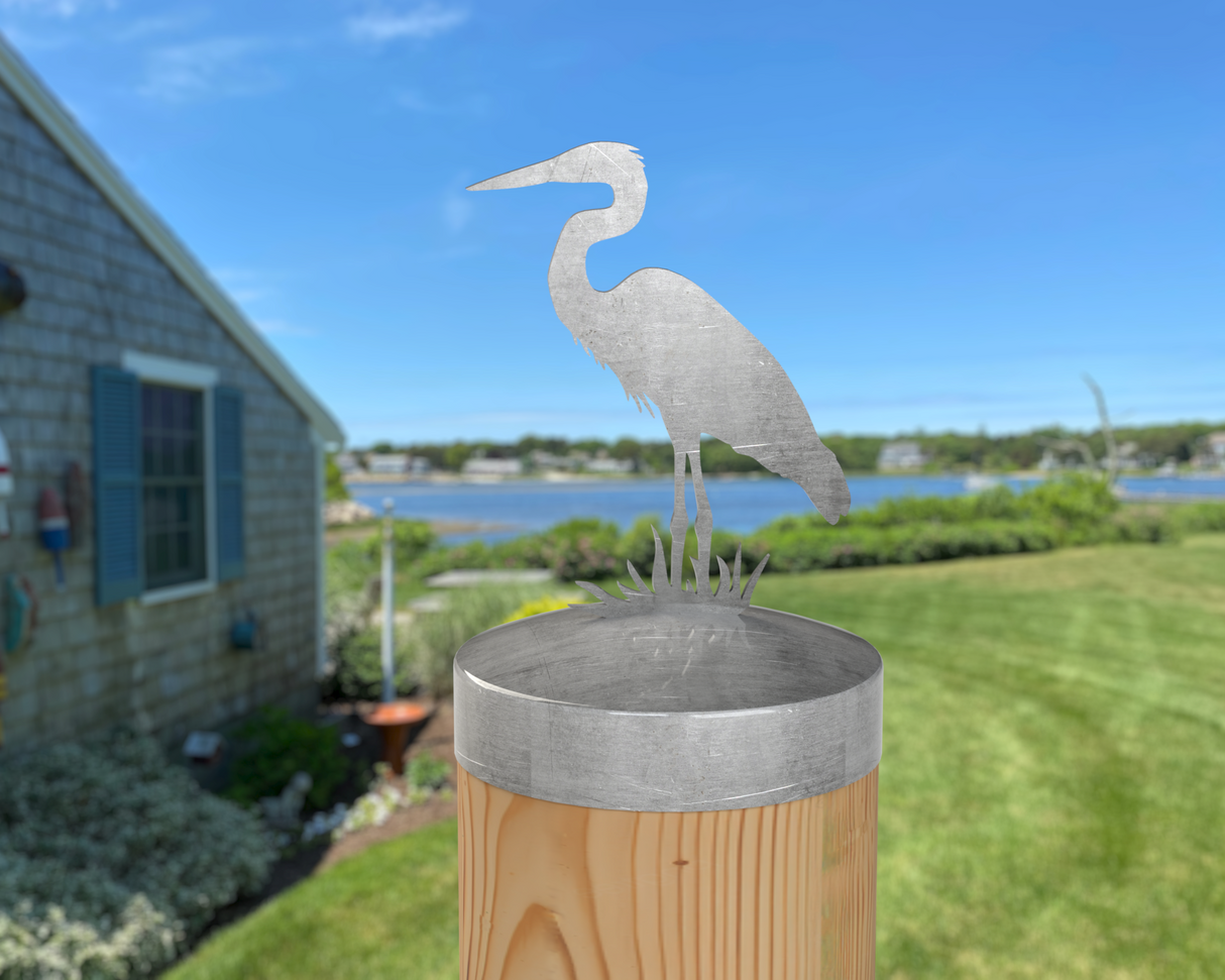 Blue Heron, Round Post Cap (4x4 Round Post Size) - Madison Iron and Wood