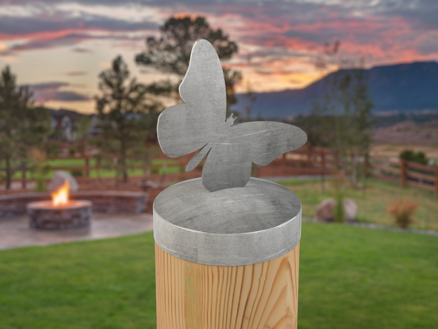 Butterfly, Round Post Cap (4x4 Round Post Size) - Madison Iron and Wood