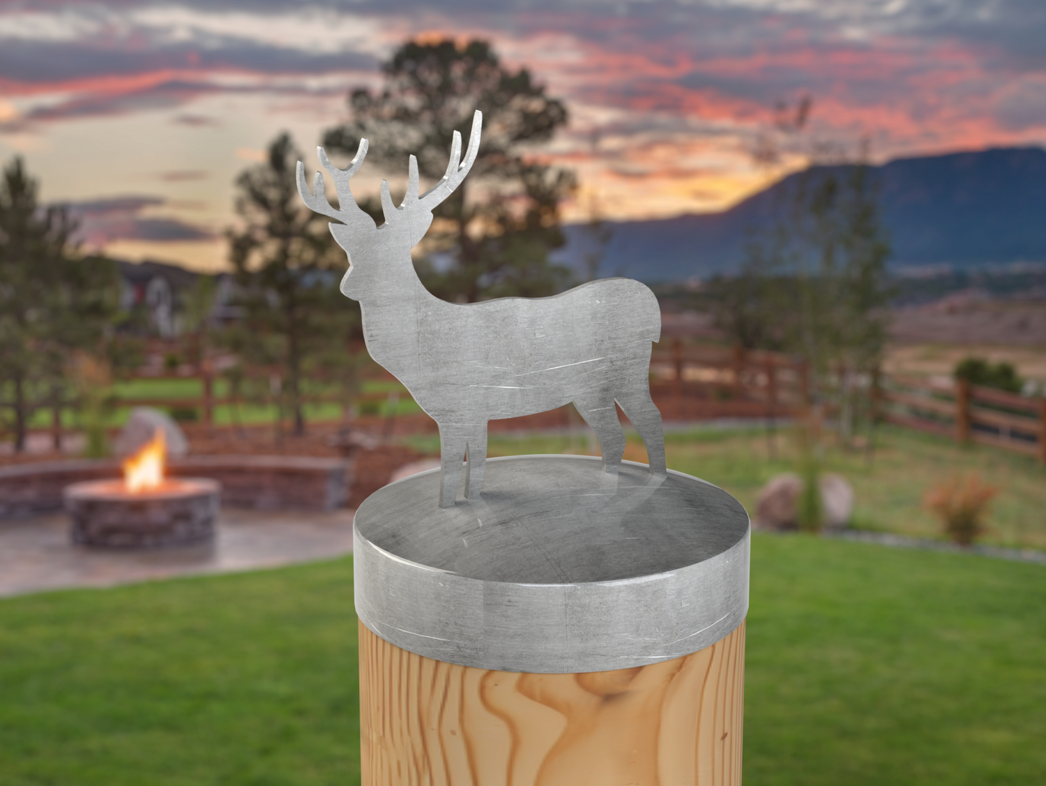 Deer, Round Post Cap (4x4 Round Post Size) - Madison Iron and Wood