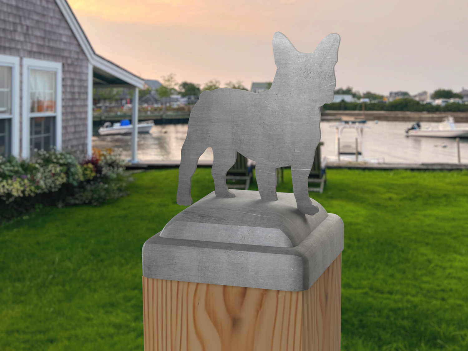 4x4 French Bulldog Post Cap (Fits 3.5 x 3.5 Post Size) - Madison Iron and Wood