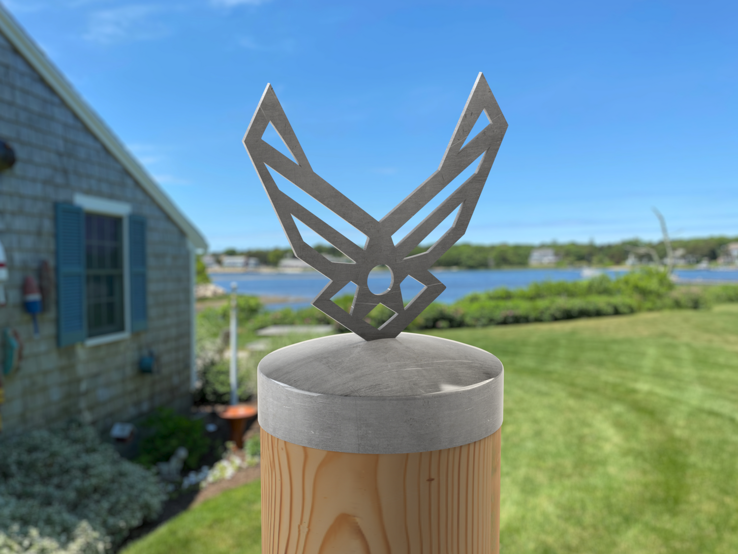 Airforce Logo, Round Post Cap (4x4 Round Post Size) - Madison Iron and Wood