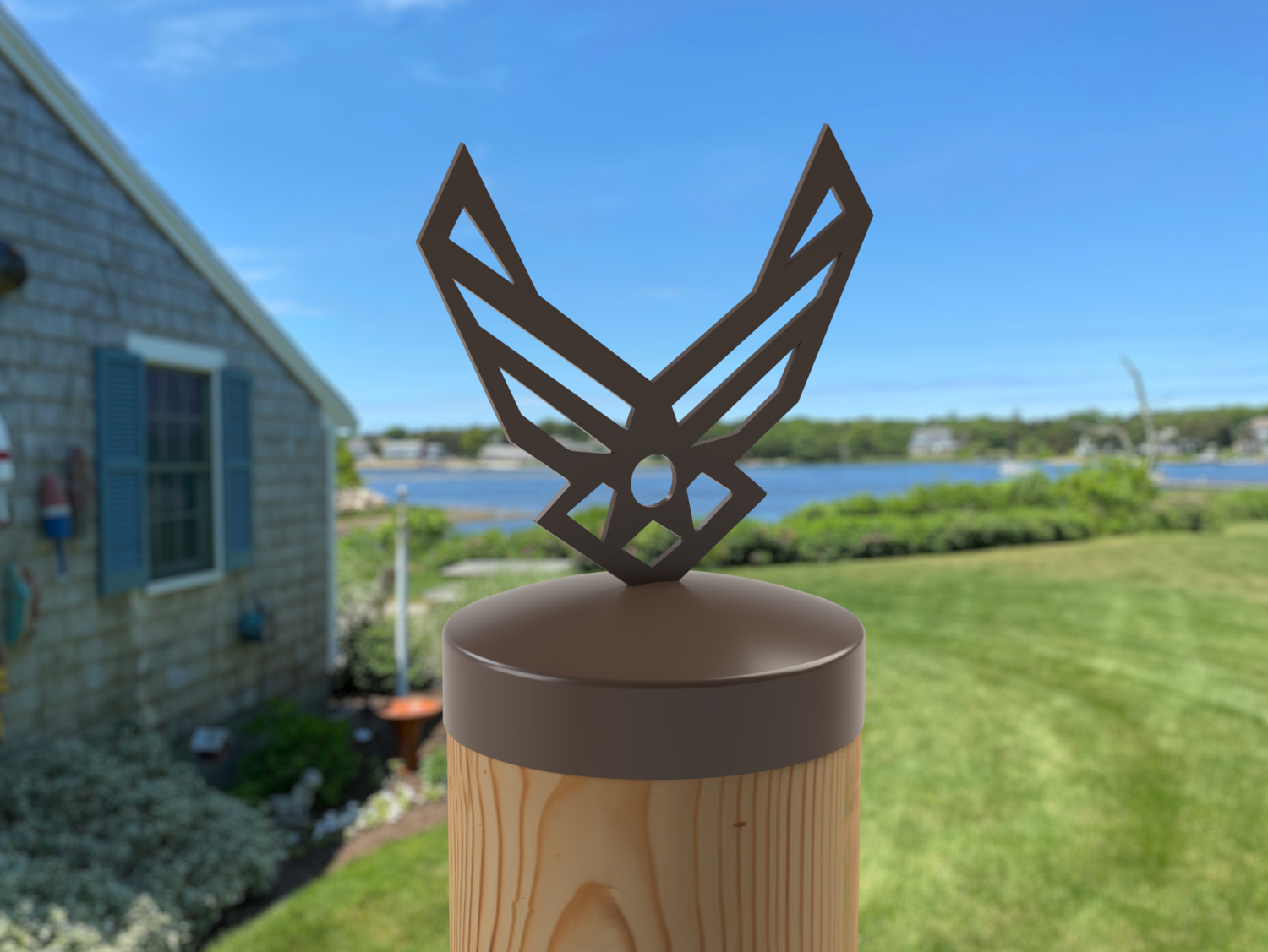 Airforce Logo, Round Post Cap (4x4 Round Post Size) - Madison Iron and Wood