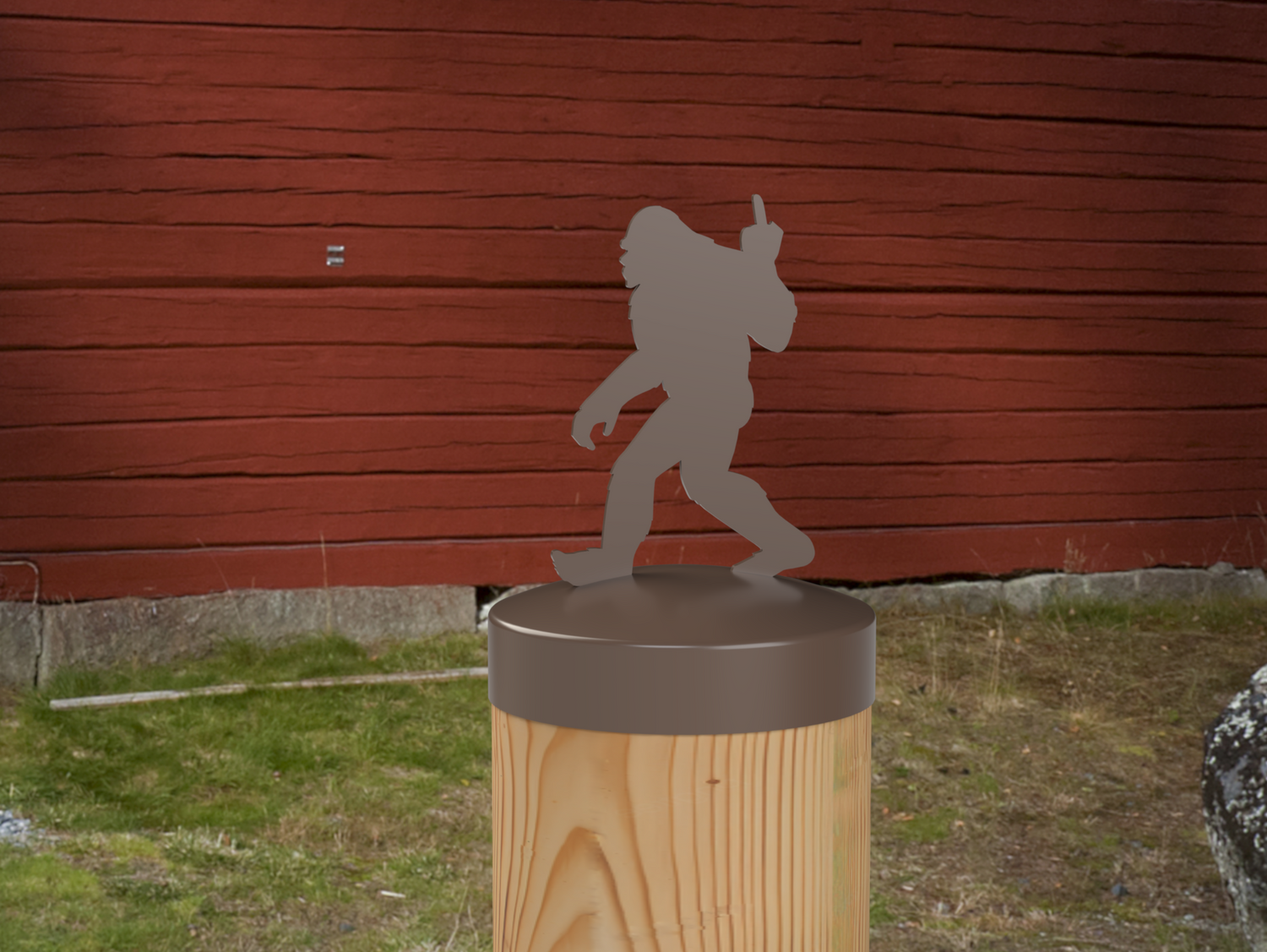 Bigfoot Middle Finger, Round Post Cap (4x4 Round Post Size) - Madison Iron and Wood