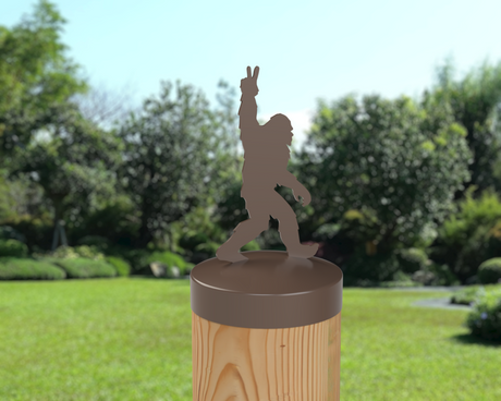 Bigfoot Peace Sign, Round Post Cap (4x4 Round Post Size) - Madison Iron and Wood