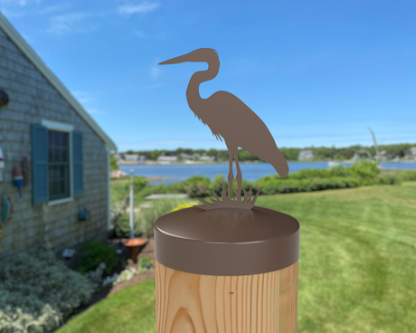 Blue Heron, Round Post Cap (4x4 Round Post Size) - Madison Iron and Wood