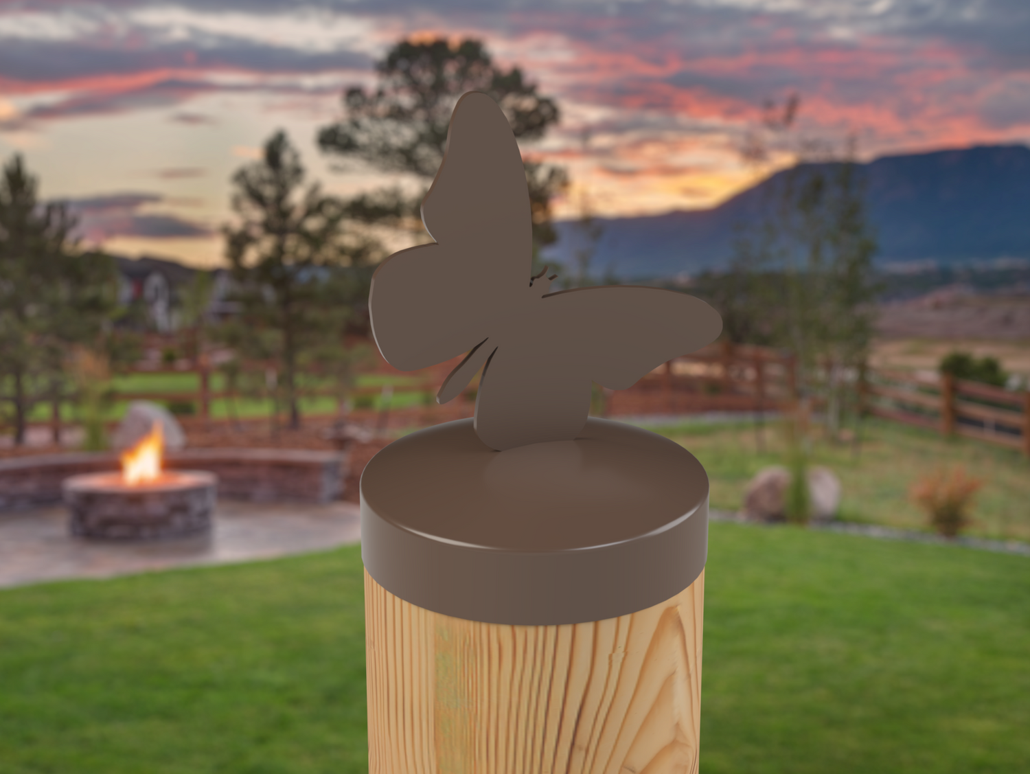 Butterfly, Round Post Cap (4x4 Round Post Size) - Madison Iron and Wood