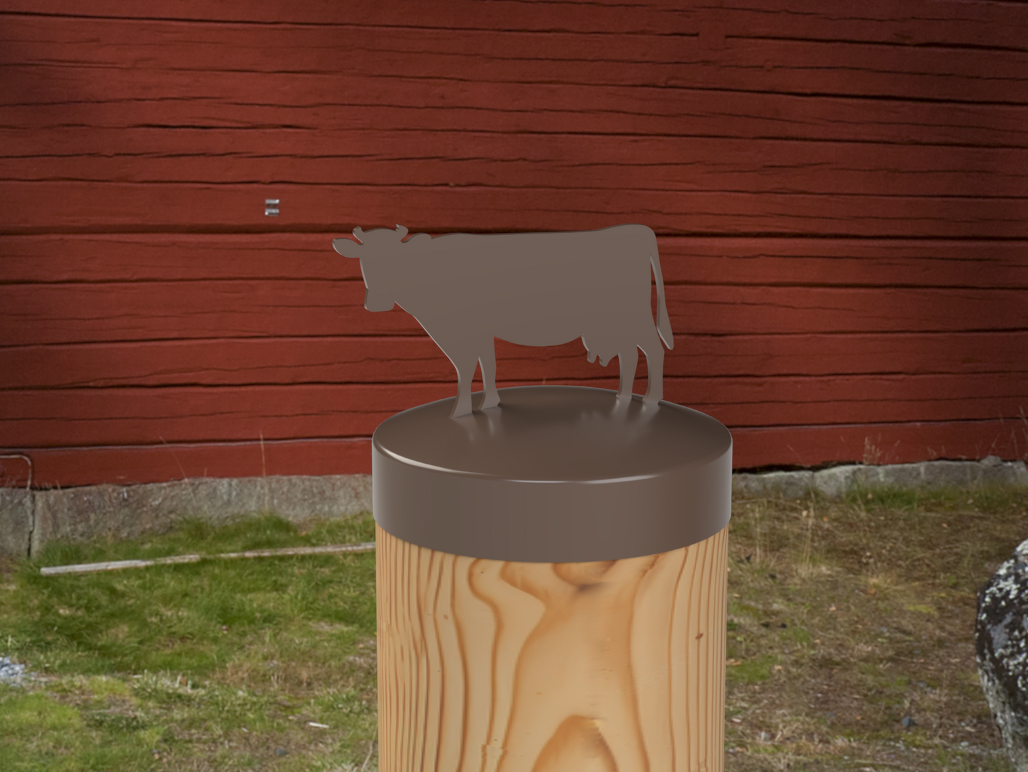 Cow, Round Post Cap (4x4 Round Post Size) - Madison Iron and Wood