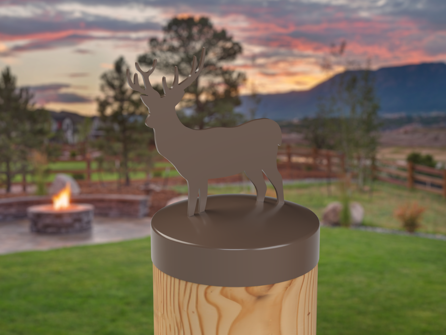 Deer, Round Post Cap (4x4 Round Post Size) - Madison Iron and Wood