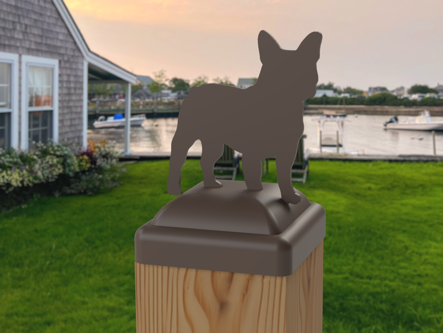 4x4 French Bulldog Post Cap (Fits 3.5 x 3.5 Post Size) - Madison Iron and Wood