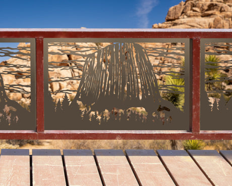 80"x30" - Devils Tower National Monument Fence/Gate Panel Insert - Madison Iron and Wood