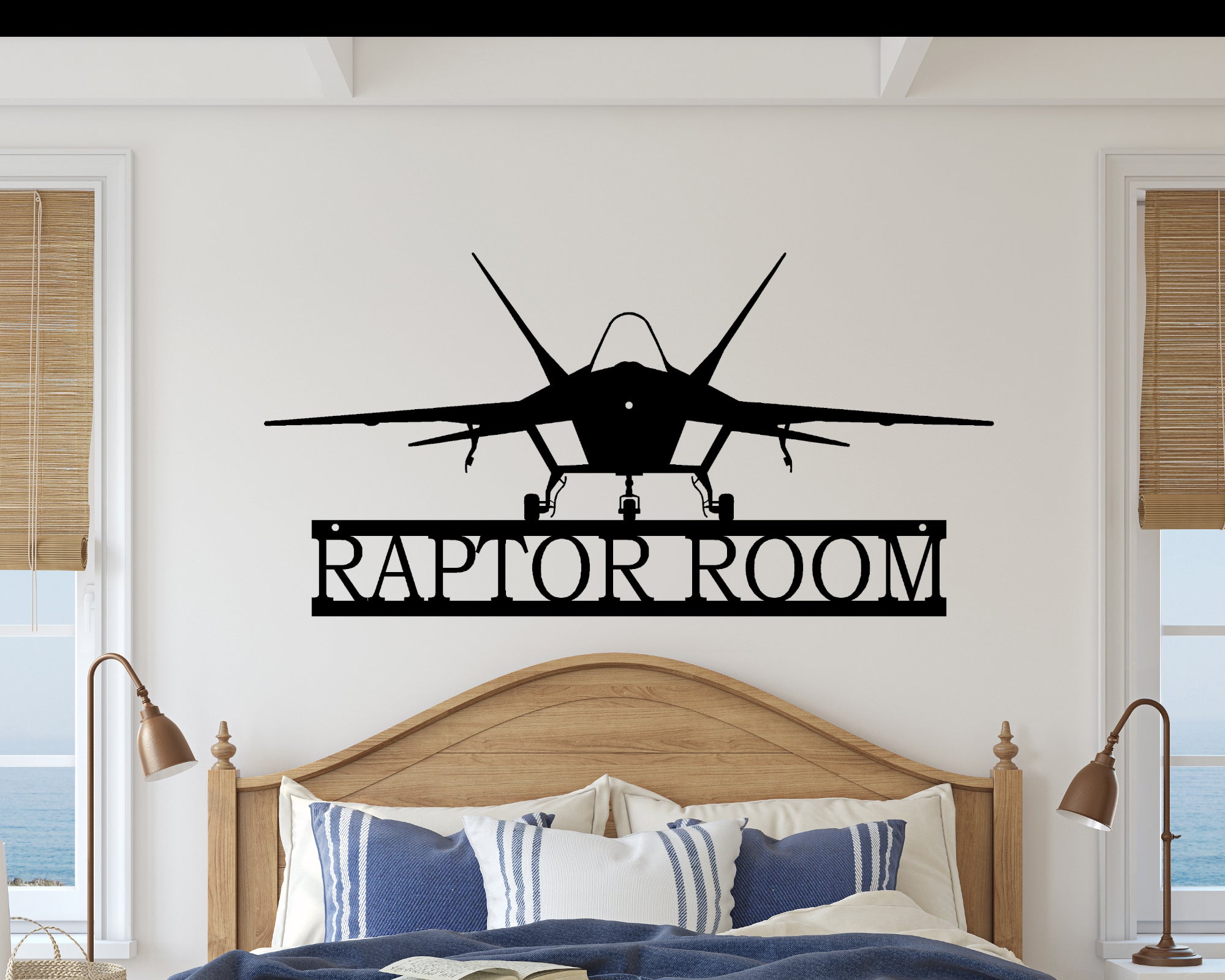 F-22 Raptor Fighter Jet Personalized Metal Sign - Madison Iron and Wood