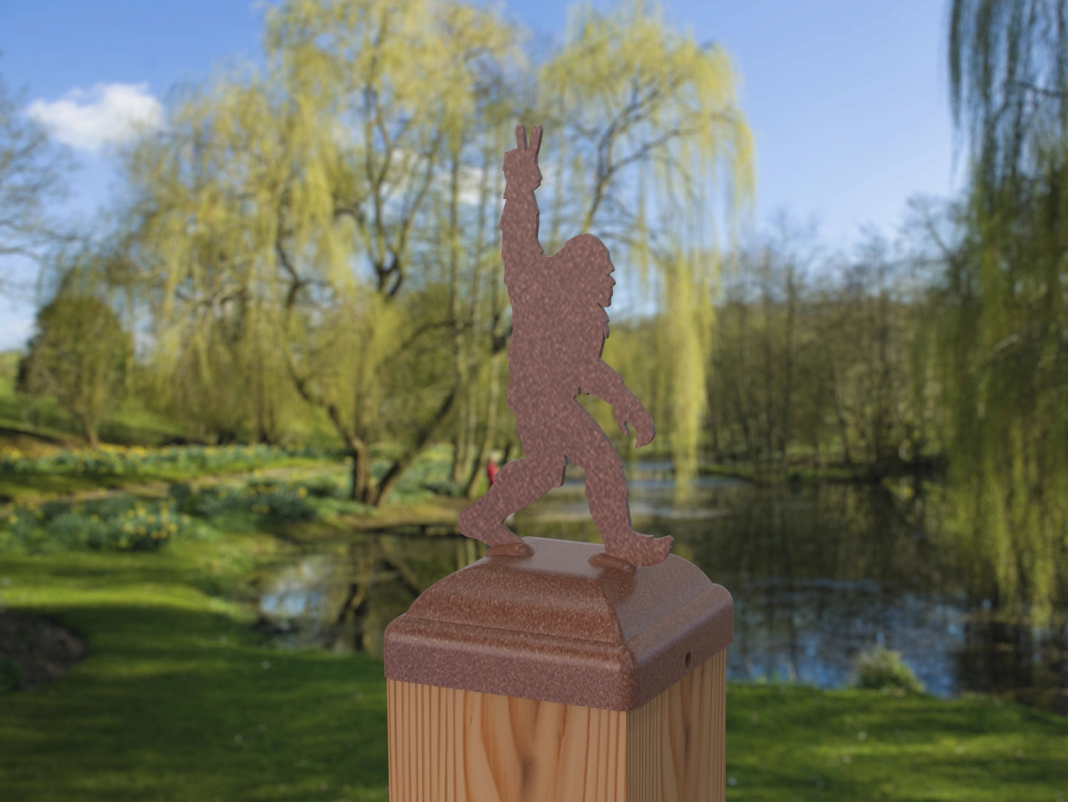 Bigfoot Peace Sign Fence Post Cap (Multiple Post Sizes Available) - Madison Iron and Wood