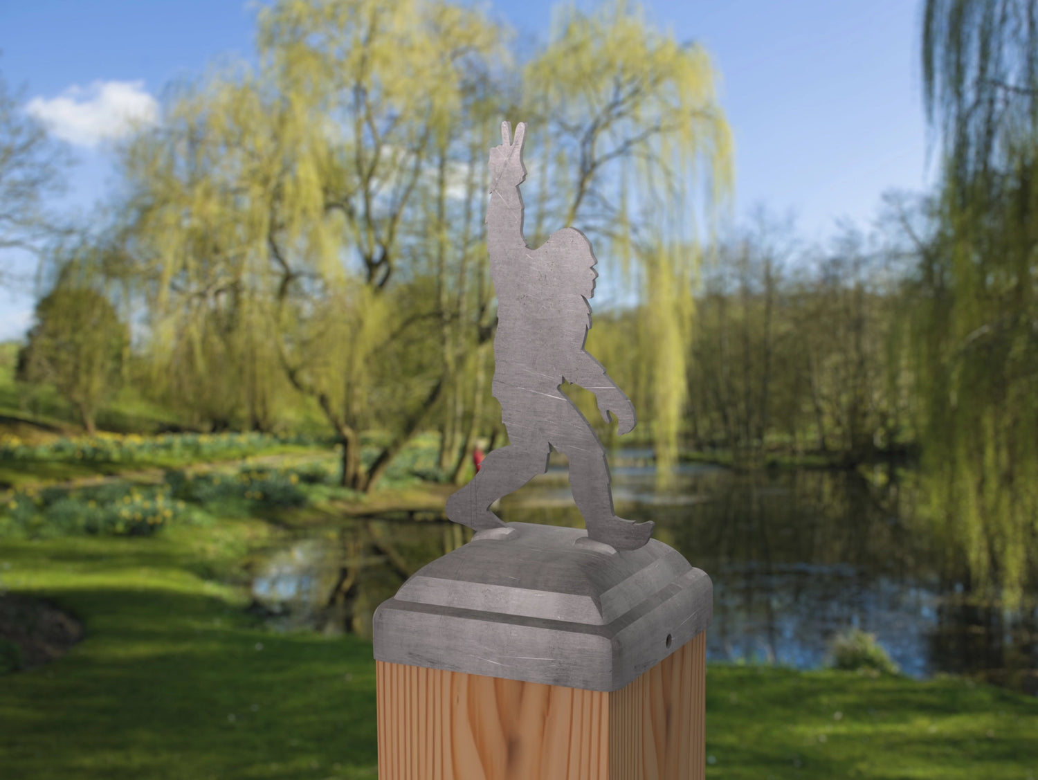 Bigfoot Peace Sign Fence Post Cap (Multiple Post Sizes Available) - Madison Iron and Wood