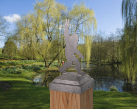 Bigfoot Peace Sign Fence Post Cap (Multiple Post Sizes Available) - Madison Iron and Wood