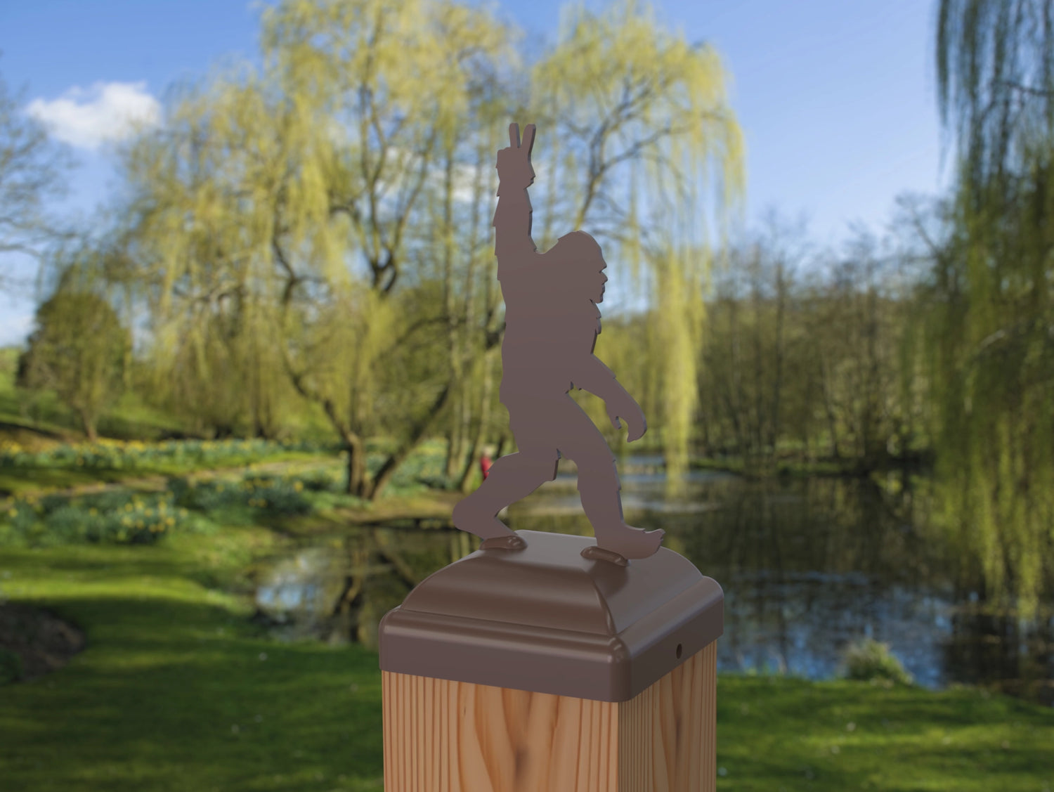 Bigfoot Peace Sign Fence Post Cap (Multiple Post Sizes Available) - Madison Iron and Wood