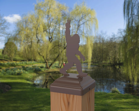 Bigfoot Peace Sign Fence Post Cap (Multiple Post Sizes Available) - Madison Iron and Wood