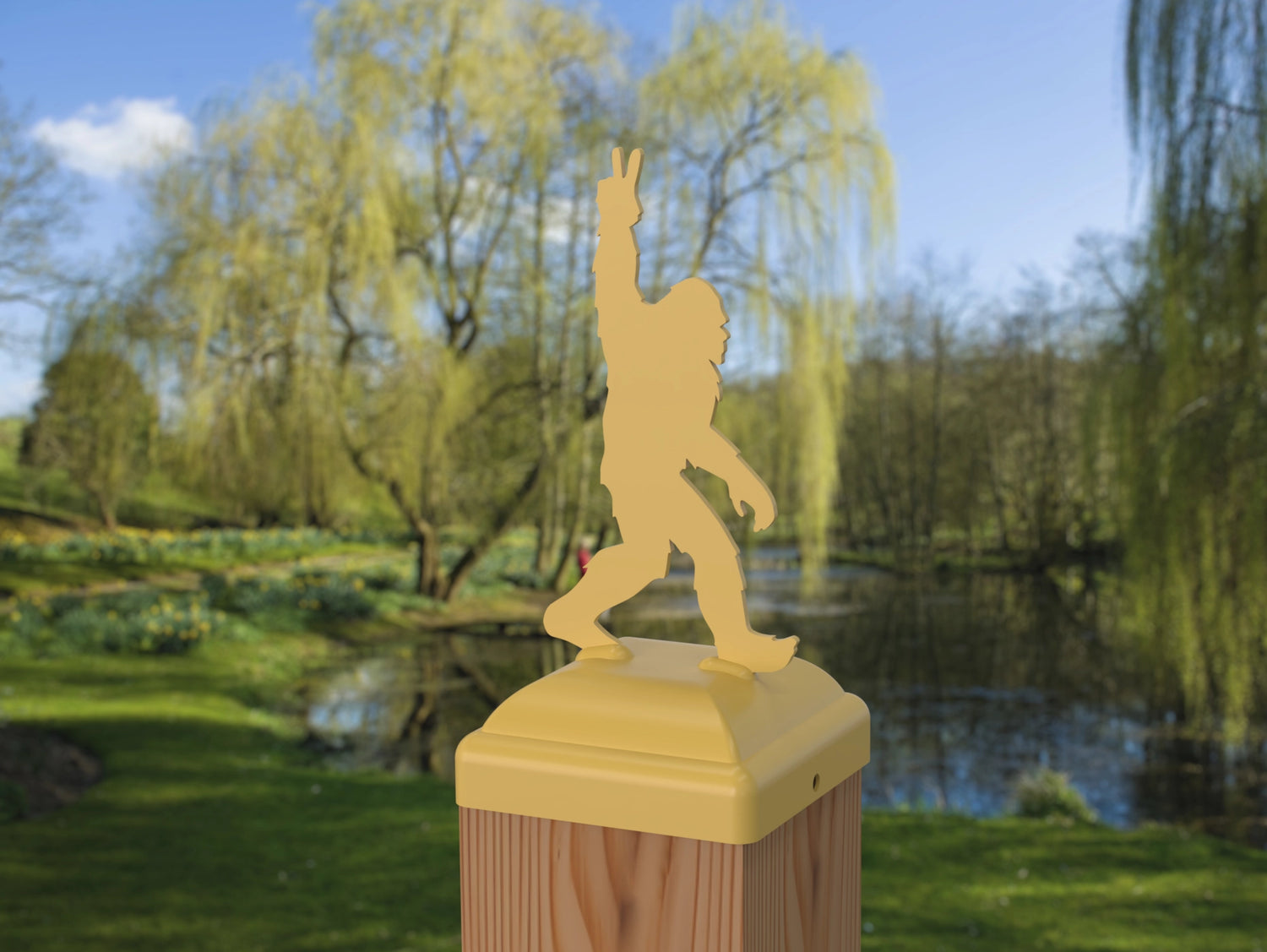 Bigfoot Peace Sign Fence Post Cap (Multiple Post Sizes Available) - Madison Iron and Wood