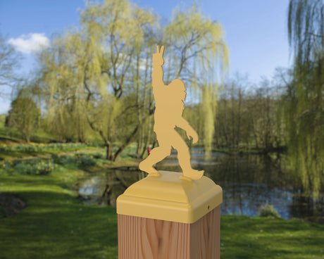 Bigfoot Peace Sign Fence Post Cap (Multiple Post Sizes Available) - Madison Iron and Wood