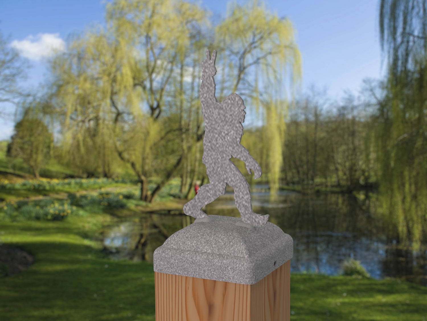 Bigfoot Peace Sign Fence Post Cap (Multiple Post Sizes Available) - Madison Iron and Wood