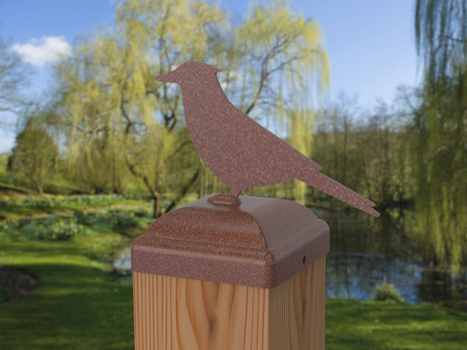 Blue Jay Fence Post Cap (Multiple Post Sizes Available) - Madison Iron and Wood